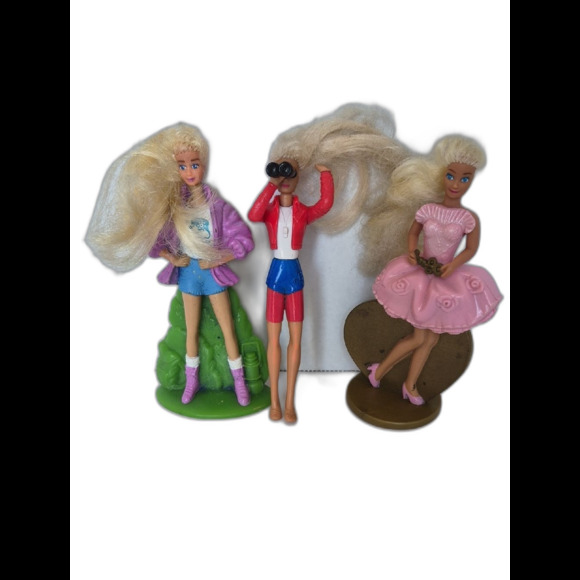 McDonald's Other - Vtg 1991-1993 Mcdonald's Barbie Doll Trio - Rooted Hair Mini Figures